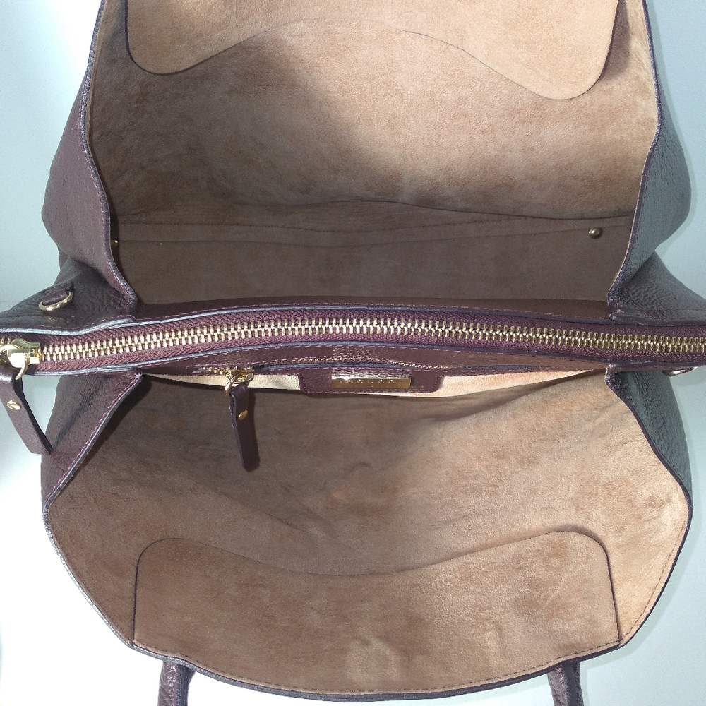 IACUCCI Made In Italy Burgundy Pebbled Leather Satchel Bag - Picture 4 of 13